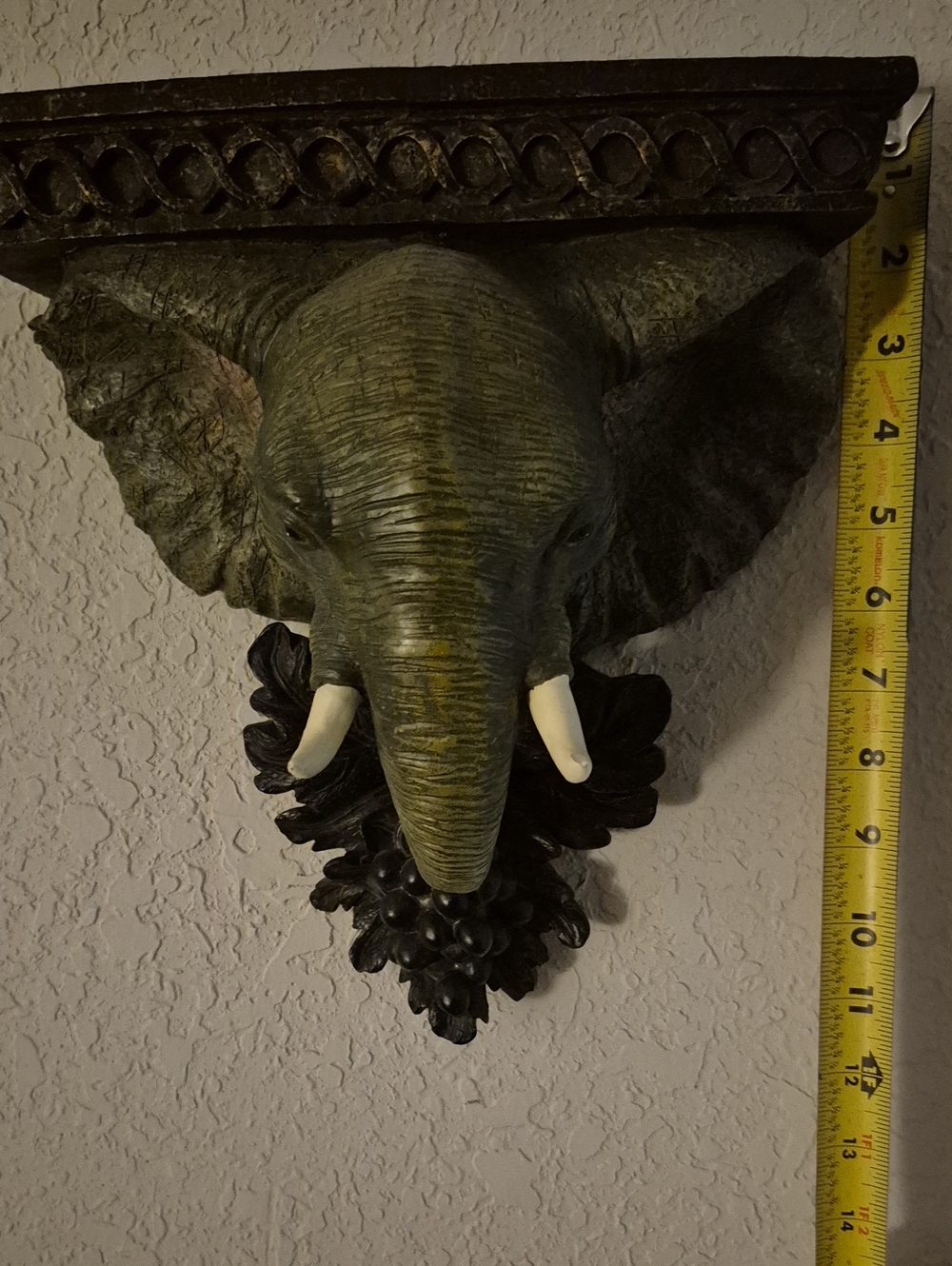 Green Elephant Wall Decor Shelf Accent